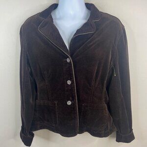 Vintage Y2K Kikit Womens Indie Academia Velour Blazer XL NWOT Chocolate Brown